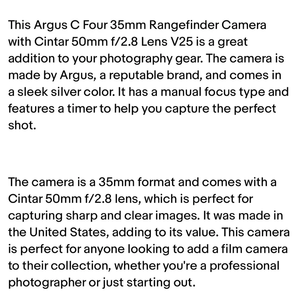 Vintage 1950’s Argus C-Four 35mm Rangefinder Camera